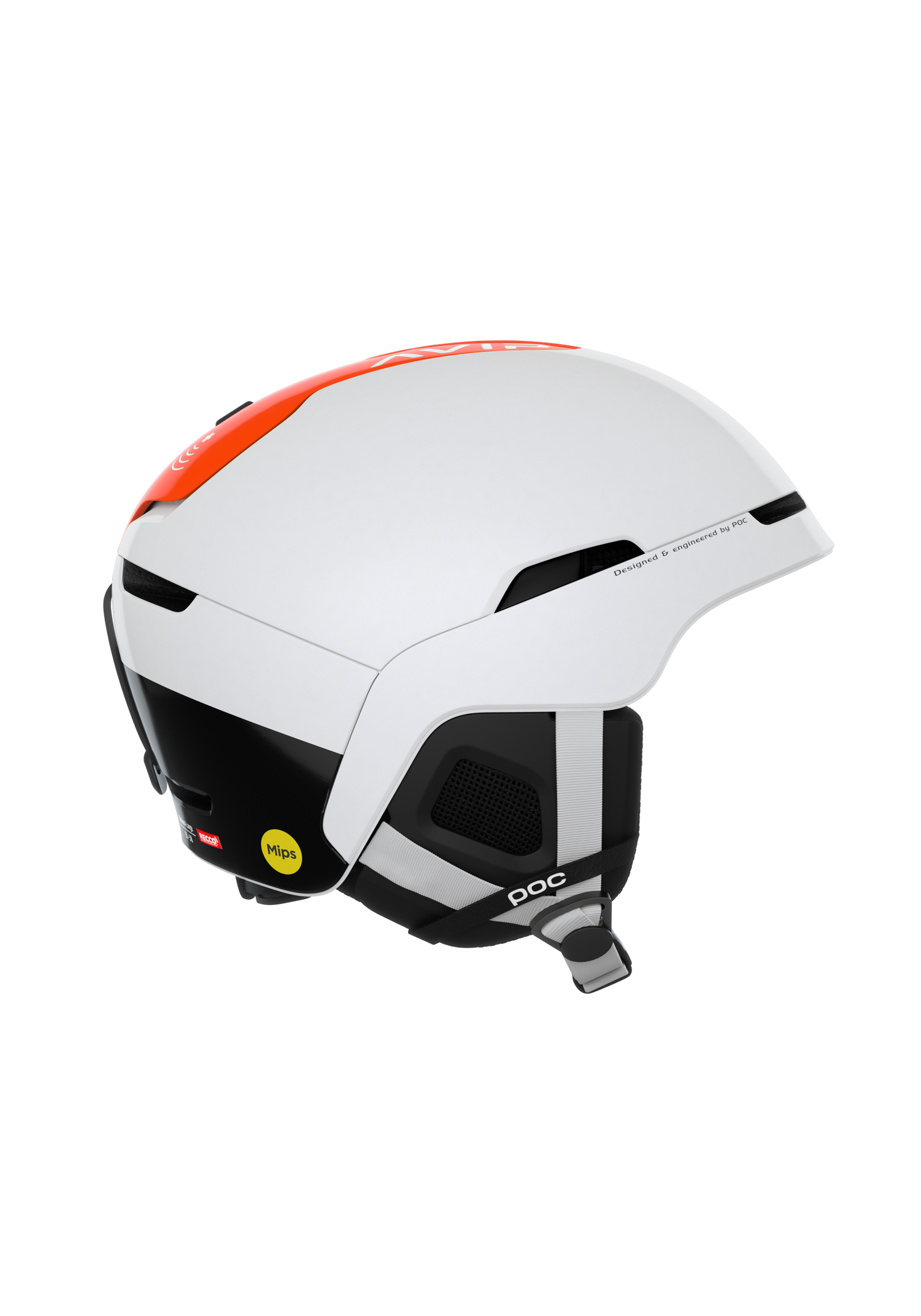 Obex BC MIPS Ski Helmet in Hydrogen White/Fluorescent Orange AVIP