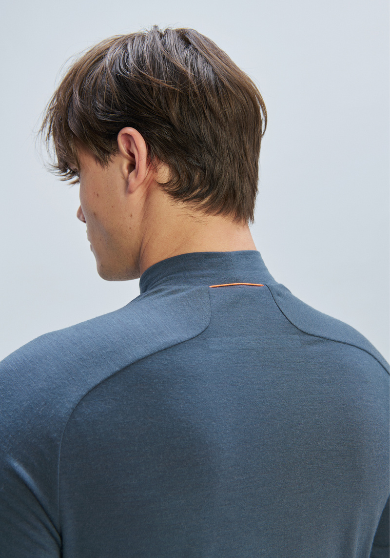 Men's Merino Baselayer Mock Neck Jersey in Sylvanite Grey | Ski