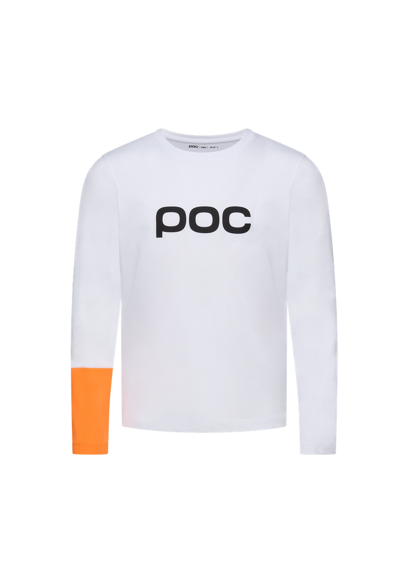 Junior POC Originals Long Sleeve Tee in Hydrogen White/Fluorescent