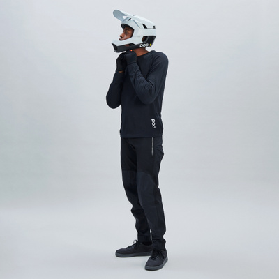 Men's Essential Long Sleeve Downhill Jersey in Carbon Black